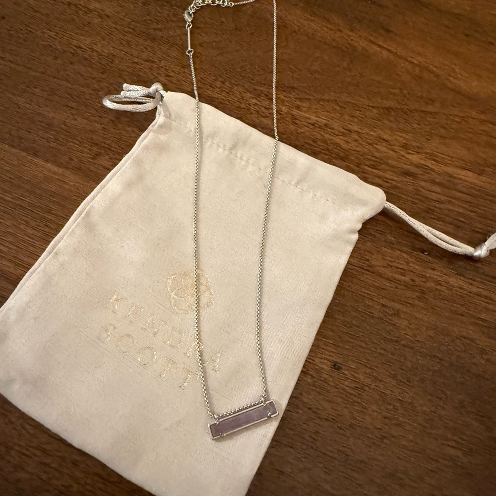 Kendra Scott Silver Necklace with Lavender Pendant